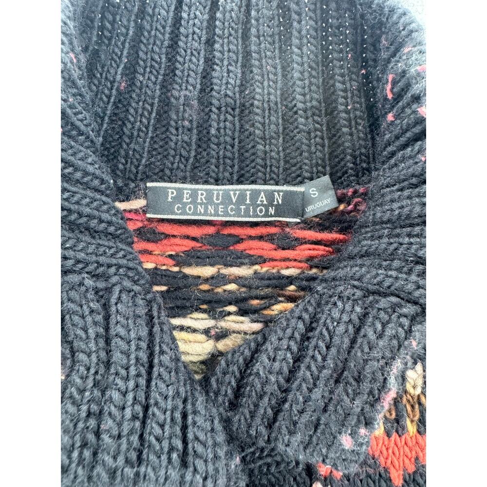 Peruvian Connection 100% Wool Black Multi Sweater… - image 4